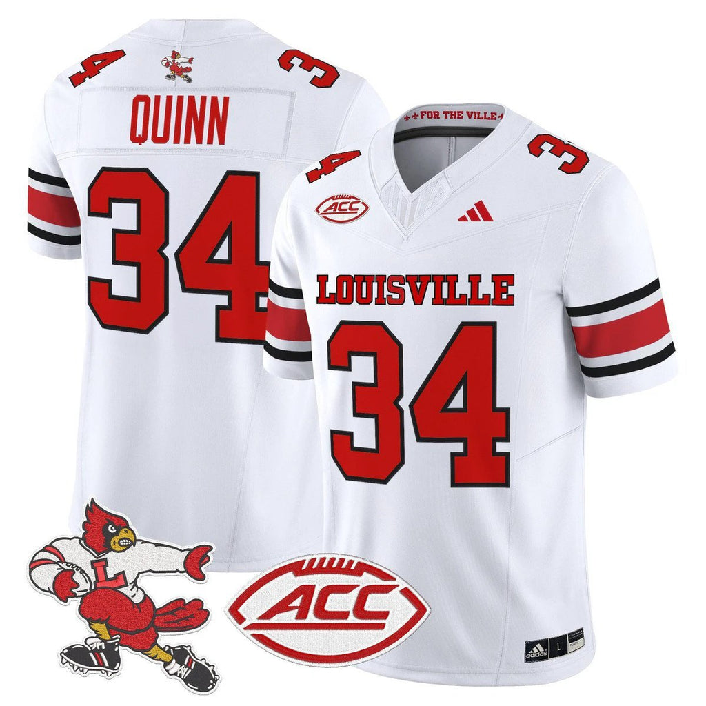 TJ Quinn Jersey #34 Louisville Cardinals 1980s Throwback Stitched White by My Store NCAA Football Jerseys