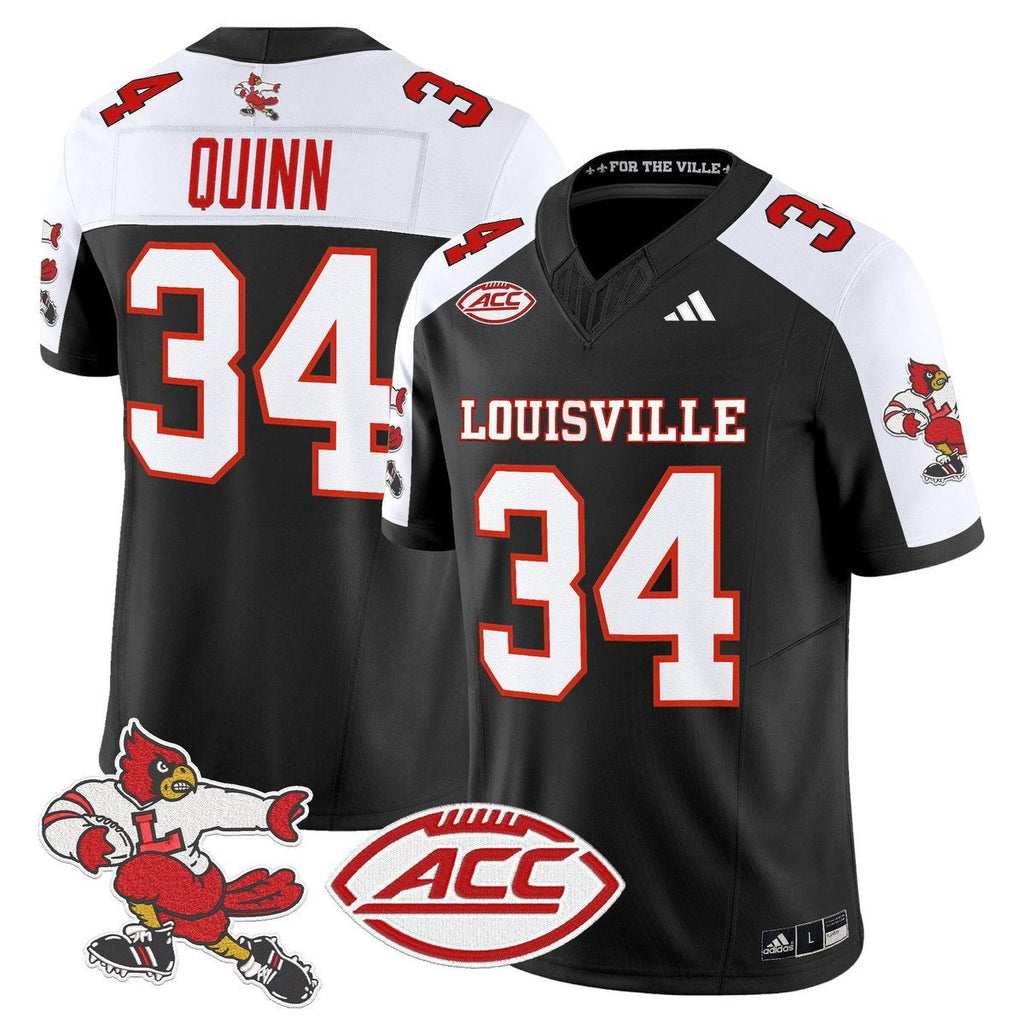 TJ Quinn Jersey #34 Louisville Cardinals 1980s Throwback Stitched Black Alter by My Store NCAA Football Jerseys