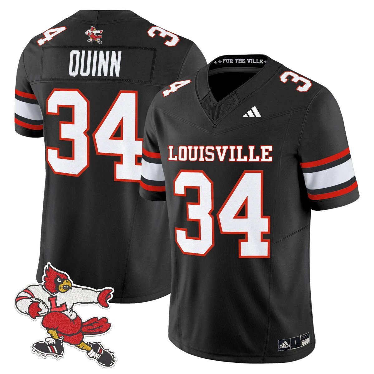 TJ Quinn Jersey #34 Louisville Cardinals 1980s Throwback Stitched Black by My Store NCAA Football Jerseys