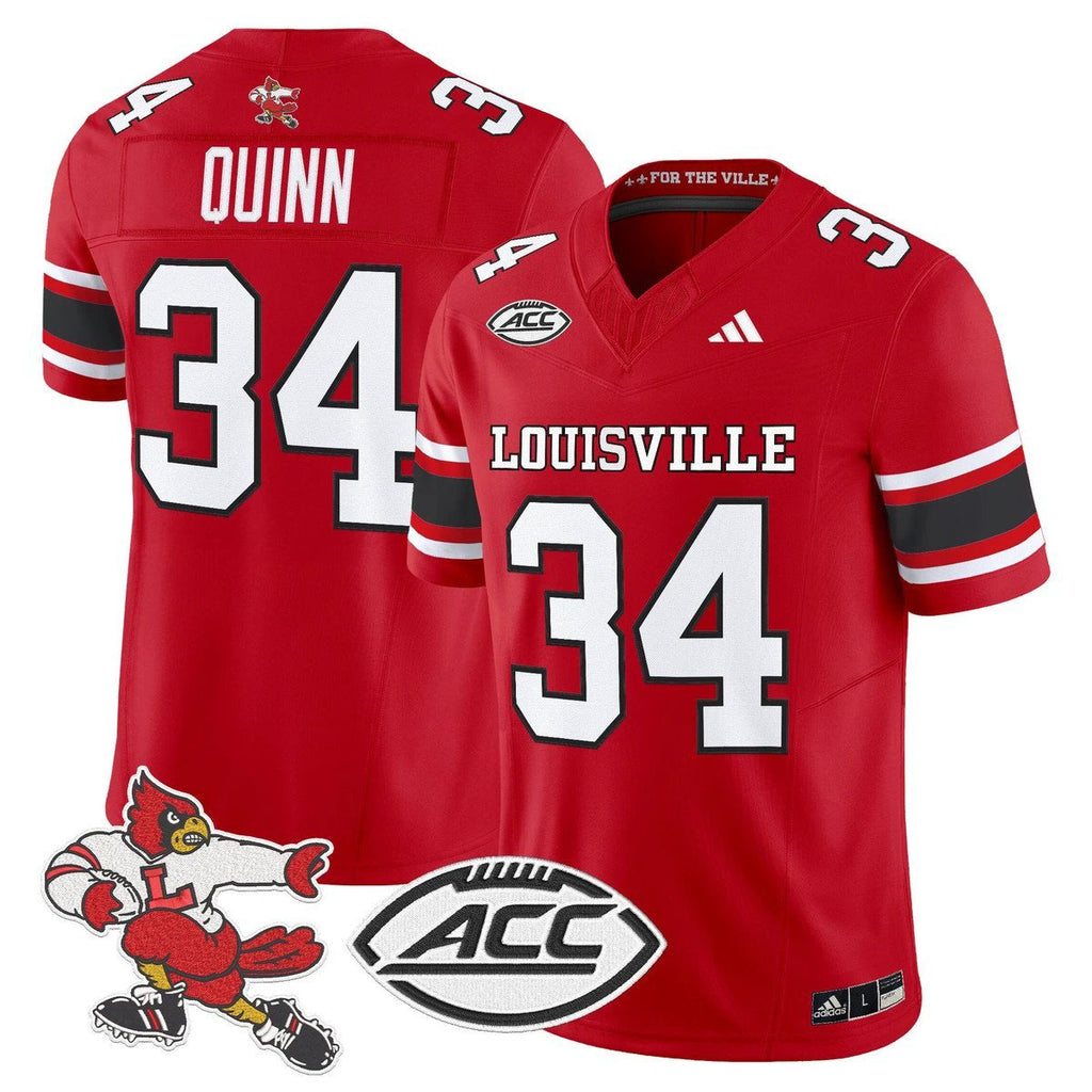 TJ Quinn Jersey #34 Louisville Cardinals 1980s Throwback Stitched Red by My Store NCAA Football Jerseys