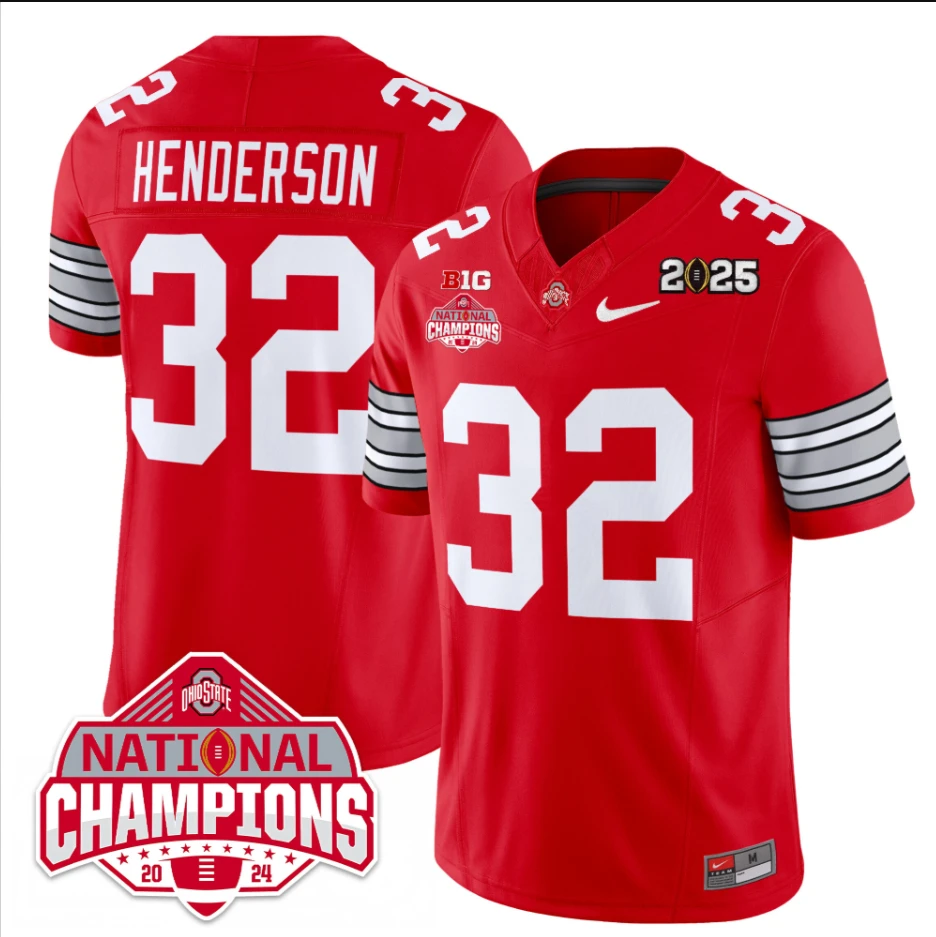 Treveyon Henderson Jersey #32 Ohio State 2025 CFP Patch National Champions by My Store NCAA Football Jerseys