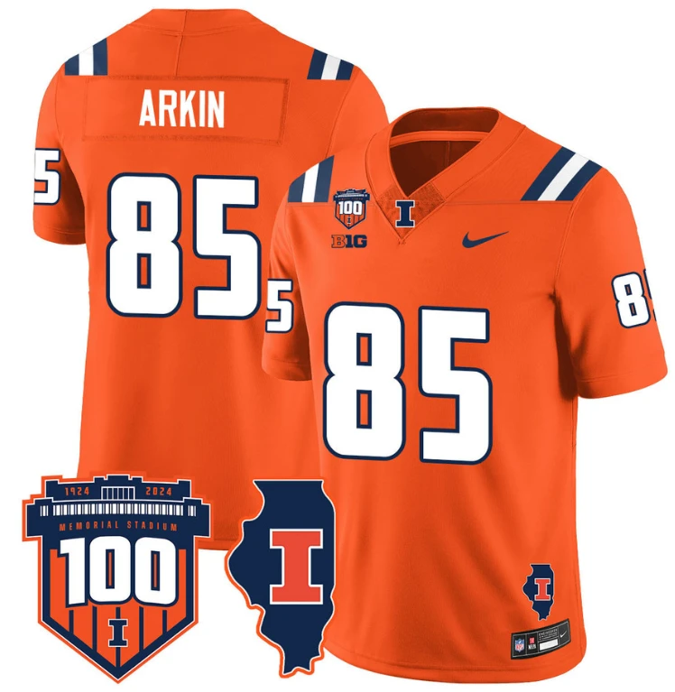 Tanner Arkin Jersey #85 Illinois Fighting Vapor Limited College Football Stitched Orange by My Store