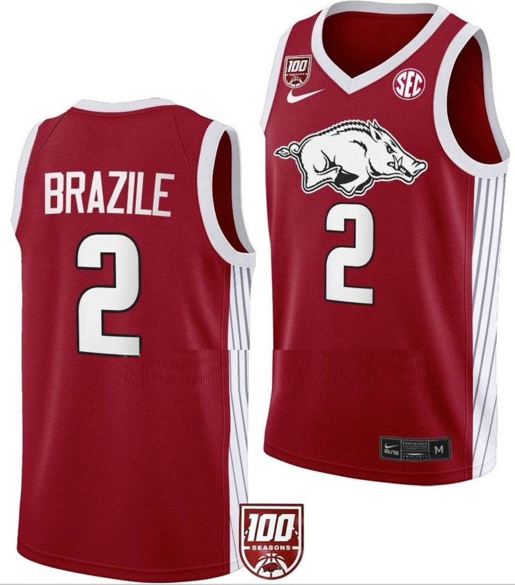 Trevon Brazile Jersey Arkansas Razorbacks College Basketball 100 Season #2 by My store basketball