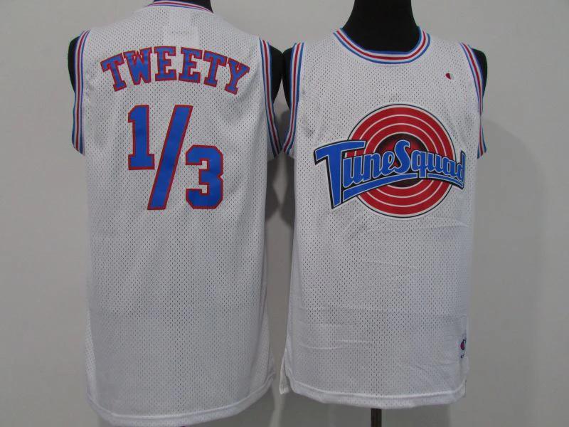 Tune Squad Space Jam #1 3 Tweety Slam Dunk Movie Basketball Jersey by My store basketball