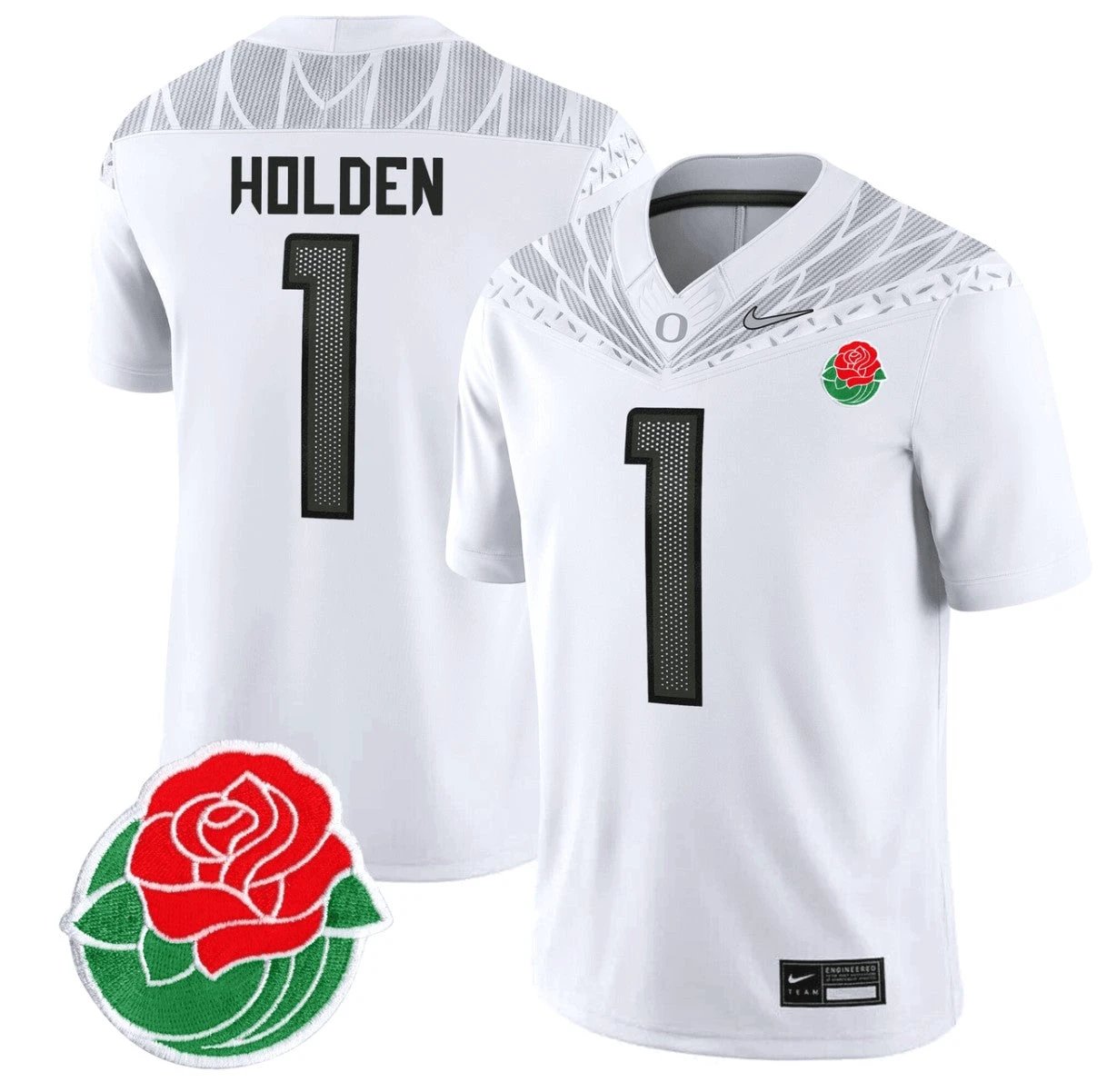 Traeshon Holden Jersey #1 Oregon Ducks Rose Bowl Patch Vapor Football White by My Store