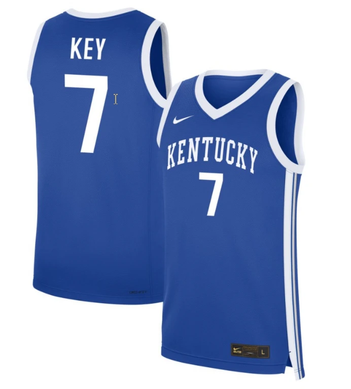Teonni Key Jersey #7 Kentucky Wildcats NIL Basketball Royal by My store basketball