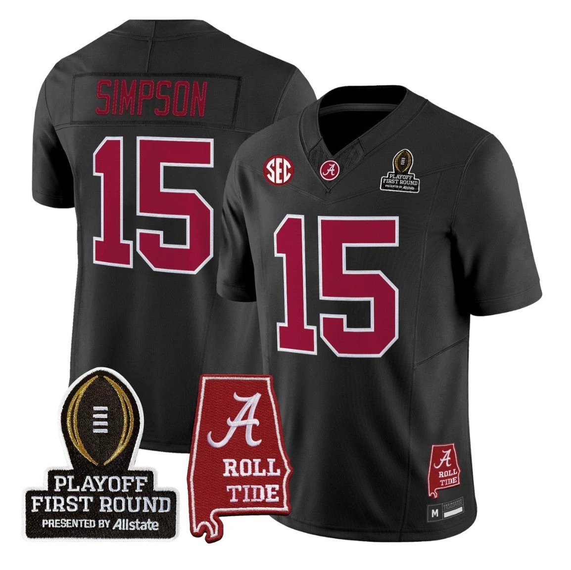 Ty Simpson Jersey #15 Alabama Crimson 2025 Playoff First Round Stitched by My Store NCAA Football Jerseys