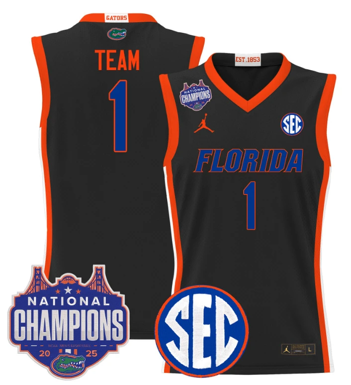 Team Jersey #1 Florida Gators 2025 National Champions Patch Stitched Black by My store basketball