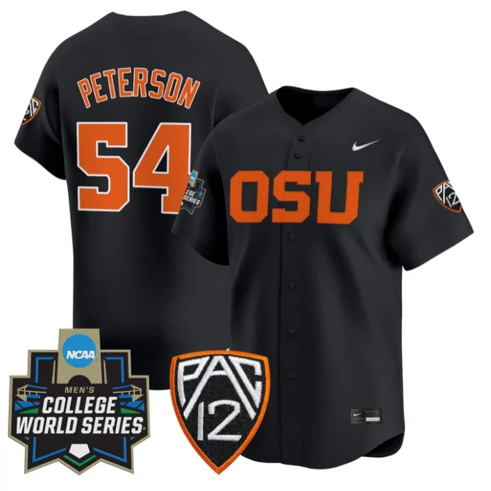 Tyce Peterson Jersey #54 Oregon State Beavers 2025 World Series Stitched Black by My Store