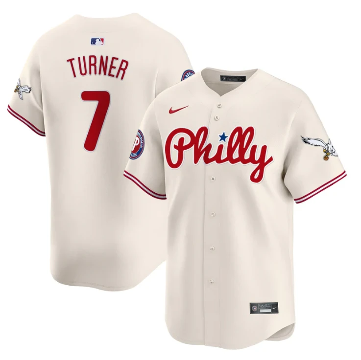 Trea Turner Jersey #7 Phillies and Eagles Vapor Premier Limited Stitched Cream by My Store