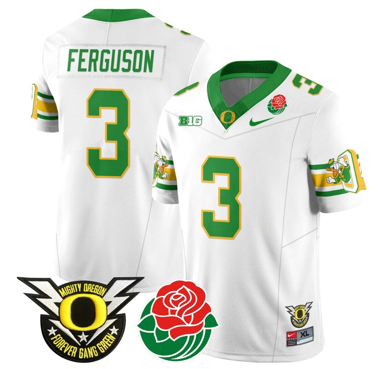 Terrance Ferguson Jersey #3 Oregon Ducks 2024 Rose Bowl Patch Football White by My Store