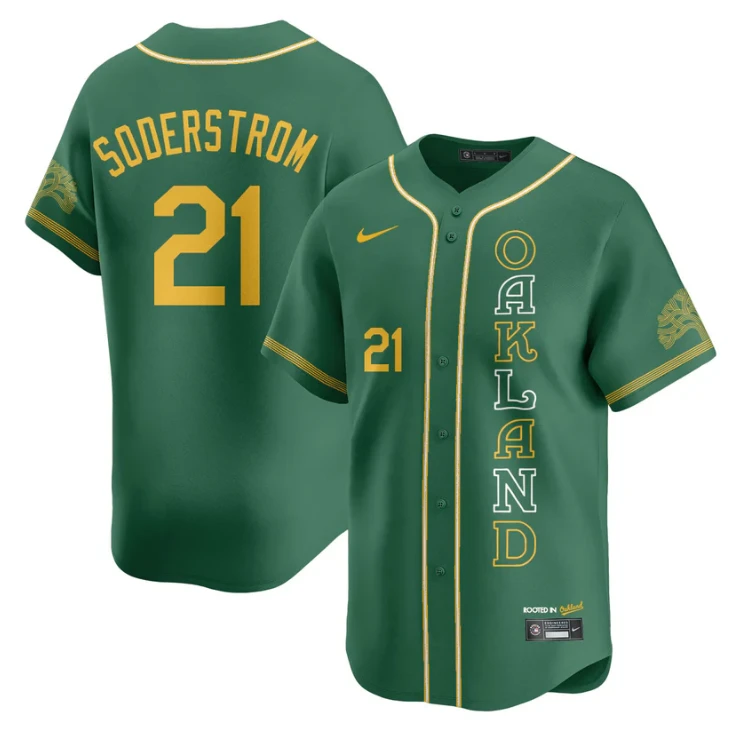Tyler Soderstrom Jersey #21 Oakland Athletics City Connect Concept Stitched Green by My Store