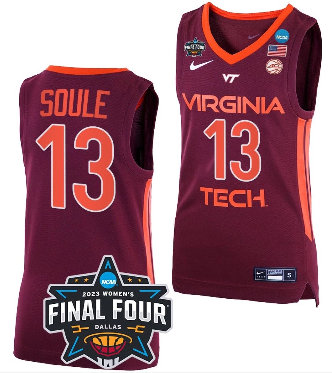 Taylor Soule Jersey Virginia Tech Hokies College Basketball 2023 NCAA Final Four Maroon #13 by My store basketball