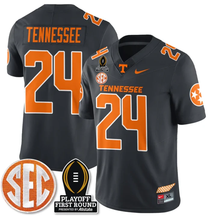 Tennessee Jersey #24 Tennessee Vols Playoff First Round Patch Smokey Grey by NCAA Football Jersey