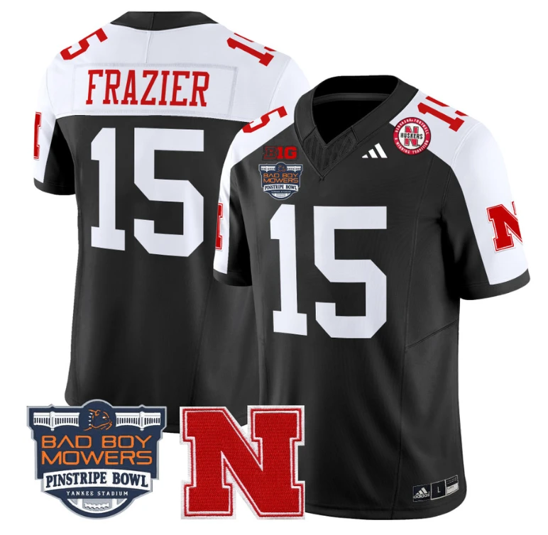 Tommie Frazier Jersey #15 Nebraska Cornhuskers 2025 Pinstripe Bowl Black Alternate by My Store