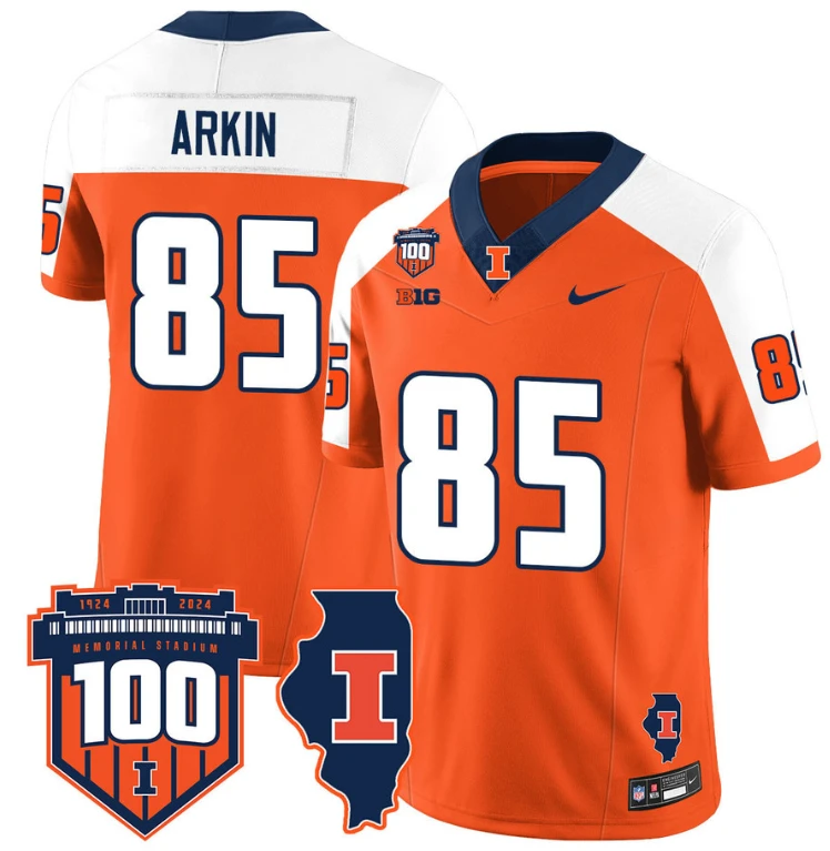Tanner Arkin Jersey #85 Illinois Fighting Vapor Limited College Football Stitched Orange Alternate by My Store