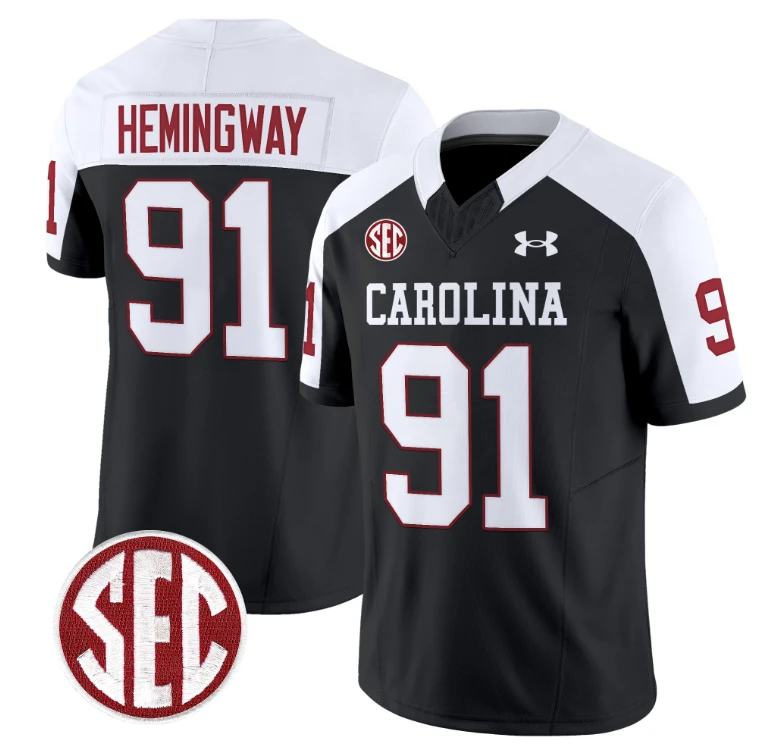 Tonka Hemingway Jersey #91 South Carolina Gamecocks Football 1980 Throwback Vapor Limited SEC Patch Black Alternate by My Store