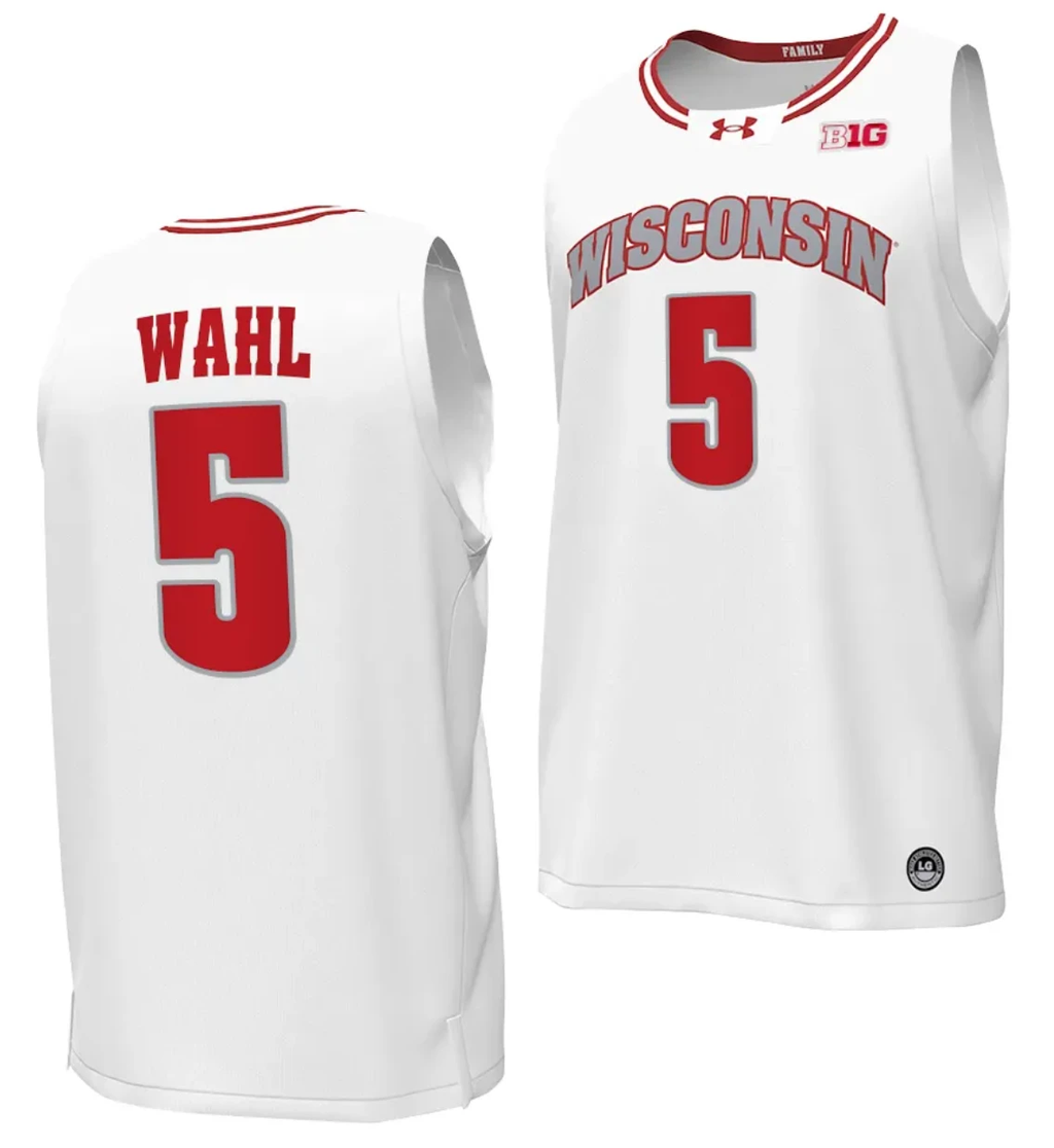 Tyler Wahl Jersey #5 Wisconsin Badgers By the Players Basketball 2023-24 White by My store basketball