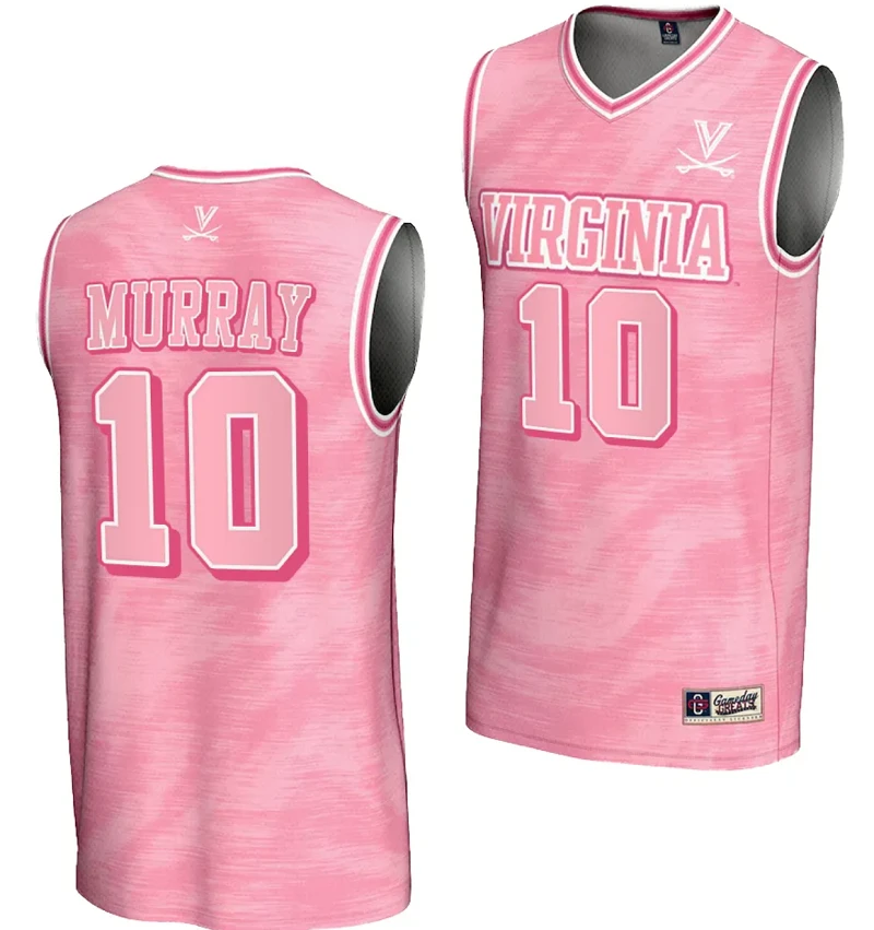 Taine Murray Jersey #10 Virginia Cavaliers College Basketball Lightweight Pink by My store basketball