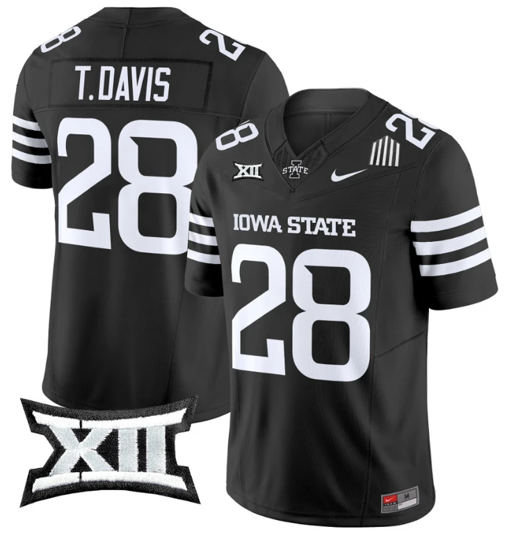 Troy Davis Jersey #28 Iowa State Cyclones Vapor Limited College Football Stitched Black by My Store