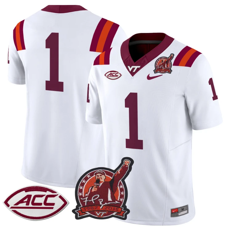 The Team Jersey #1 Virginia Tech Hokies Coach Frank Beamer White by NCAA Football Jersey
