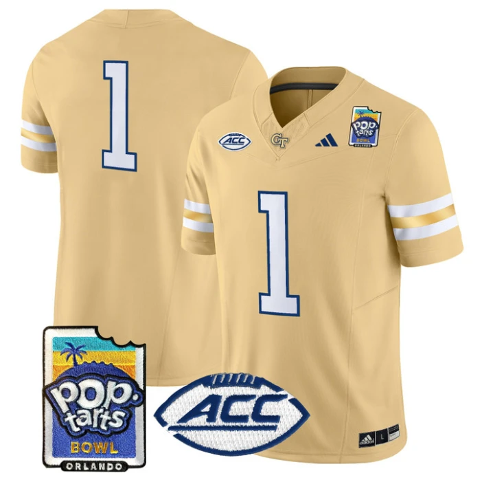Team Jersey #1 Georgia Tech Jackets Pop-Tarts Bowl Patch Stitched by My Store NCAA Football Jerseys