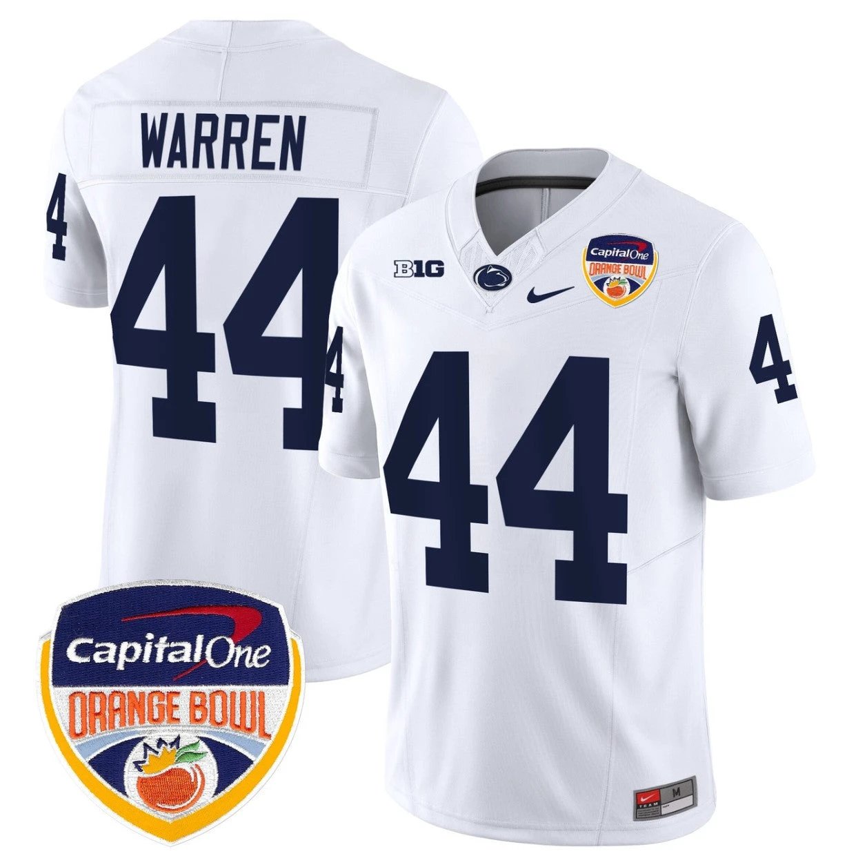 Tyler Warren Jersey #44 Penn State Orange Bowl Patch Stitched White by NCAA Football Jersey