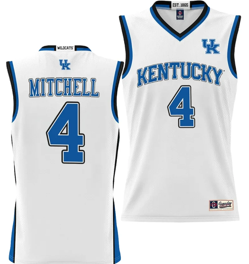Tre Mitchell Jersey #4 Kentucky Wildcats NIL College Basketball Lightweight White by My store basketball