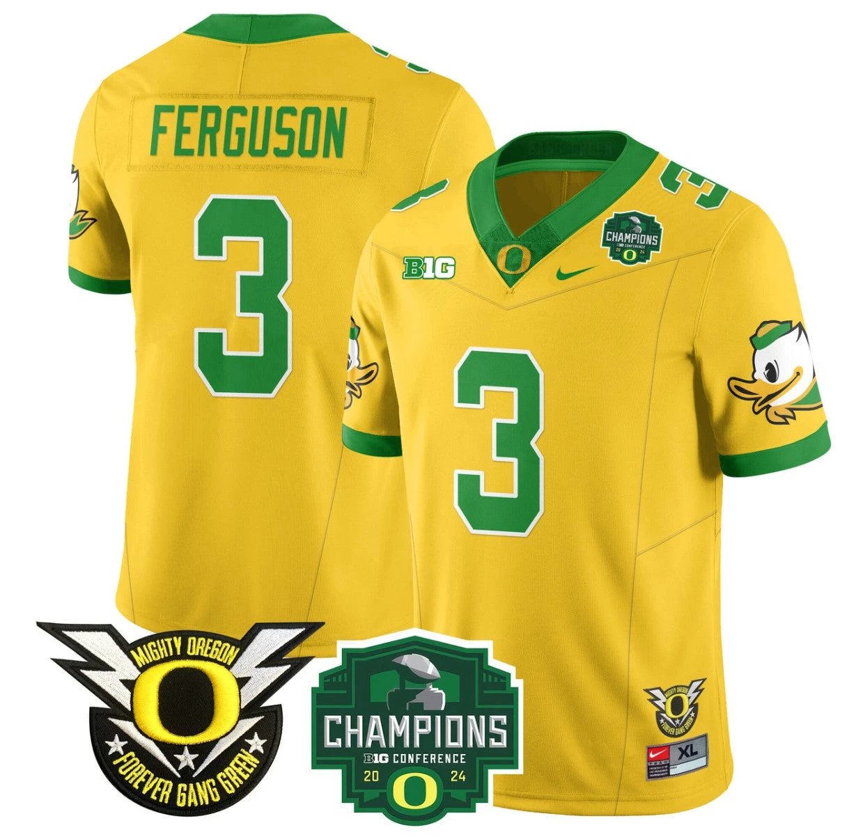 Terrance Ferguson Jersey #3 Oregon Ducks 2024 Big Ten Champions Football Yellow by My Store