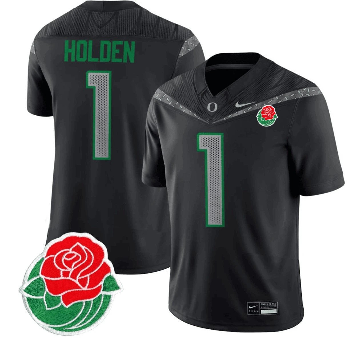 Traeshon Holden Jersey #1 Oregon Ducks Rose Bowl Patch Vapor Football Black by My Store