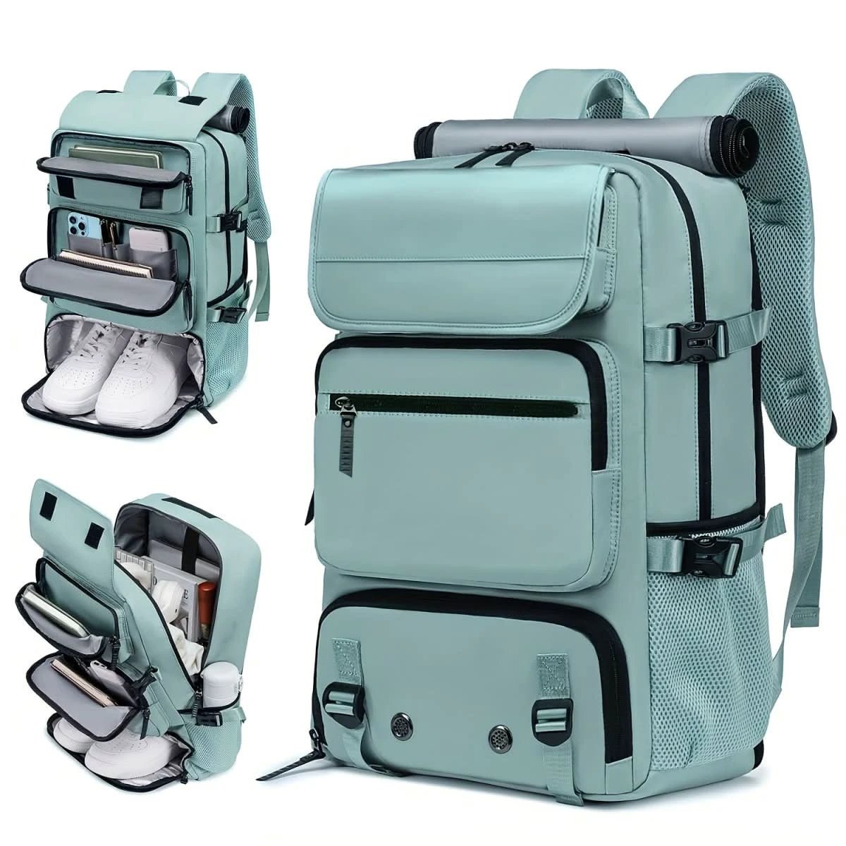 Travel backpack with USB connection, shoe compartment & anti-theft compartment by BowLift