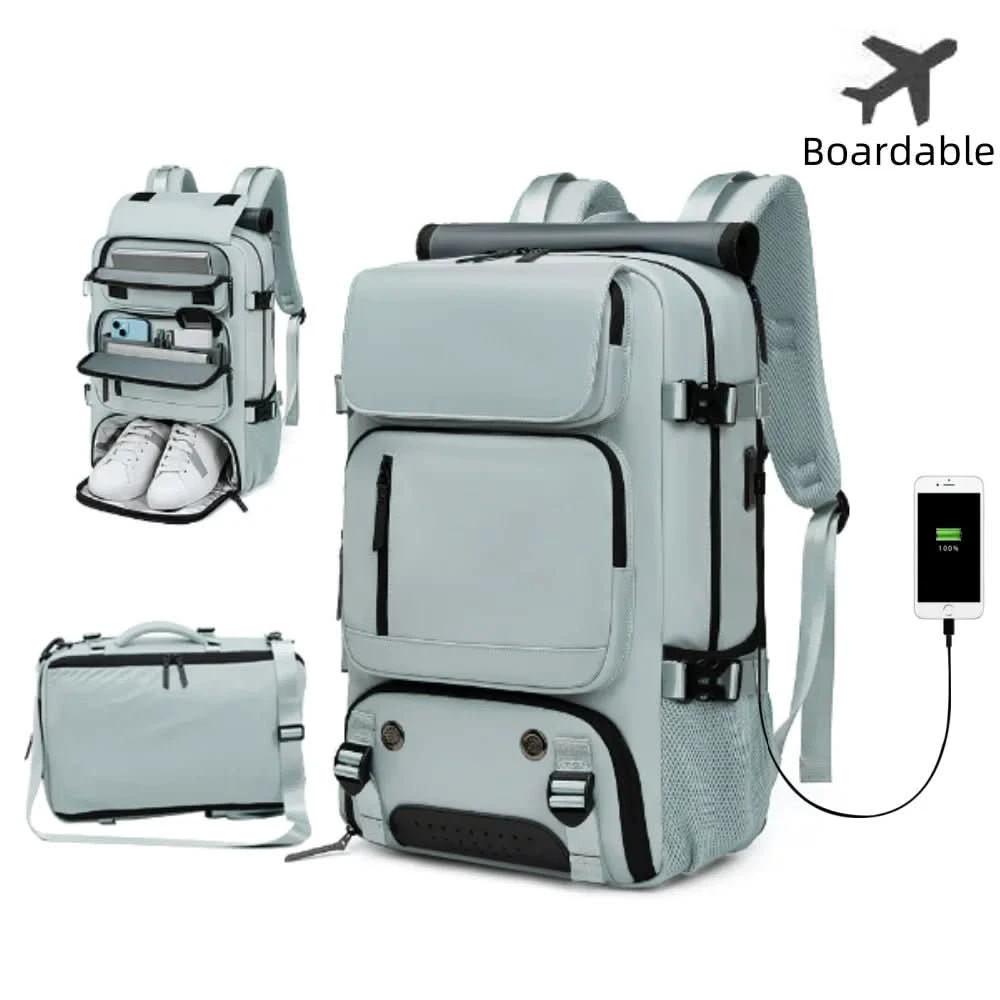 Travel backpack with USB connection, shoe compartment & anti-theft compartment by BowLift