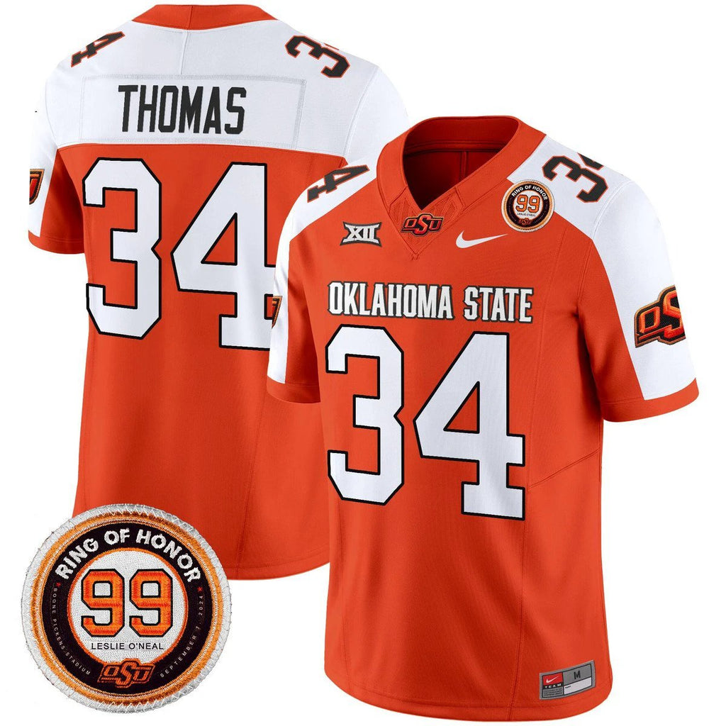 Thurman Thomas Jersey #34 Oklahoma State Cowboys 2025 Leslie O'neal Orange Alter by My Store NCAA Football Jerseys