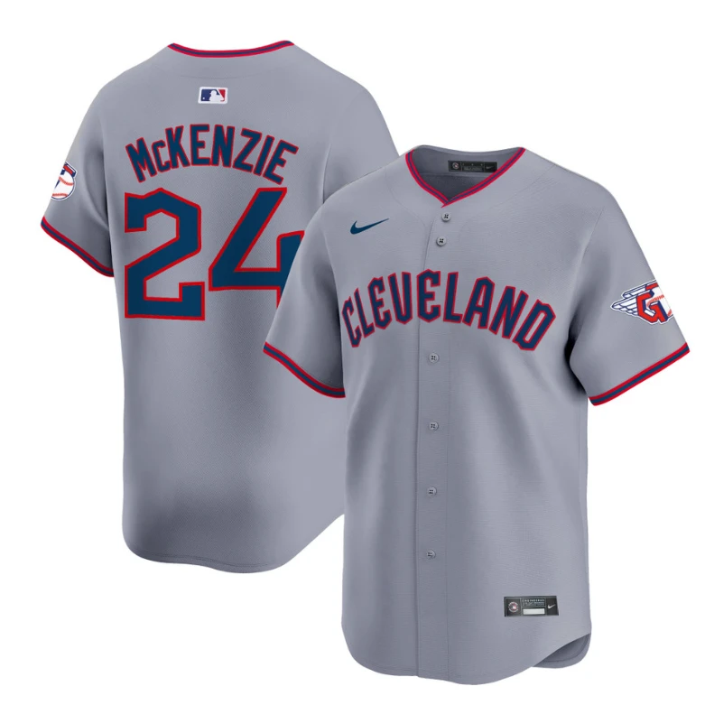 Triston McKenzie Jersey #24 Cleveland Guardians 2025 Vapor Premier Limited All Stitched Gray by My Store