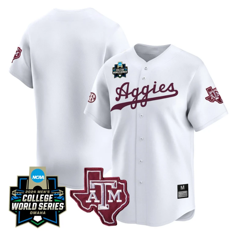 Texas AM Aggies Team Jersey 2024 College World Series Vapor Premier Limited NCAA Baseball Stitched White by My Store