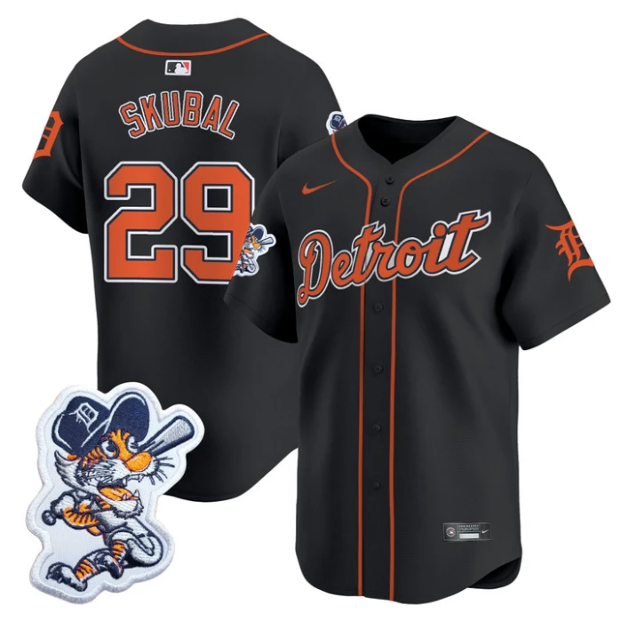 Tarik Skubal Jersey #29 Detroit Tigers Paws Patch Vapor Premier Limited Stitched Black by My Store