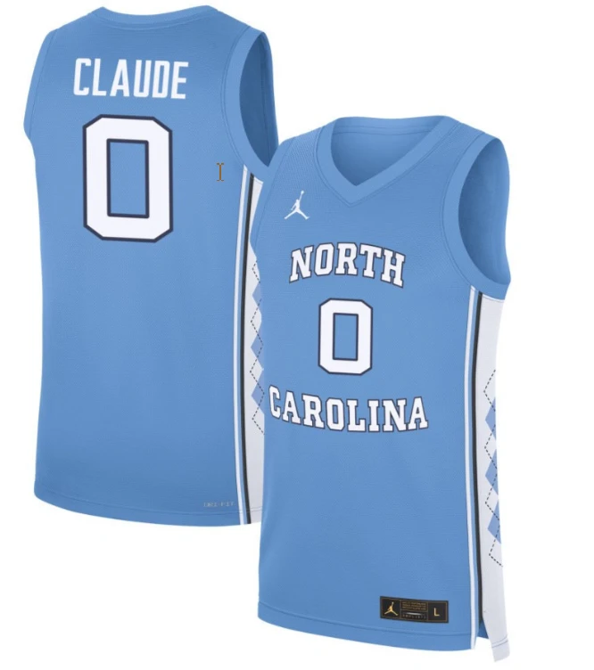 Tyzhaun Claude Jersey #0 North Carolina Tar Heels Basketball Blue by My store basketball
