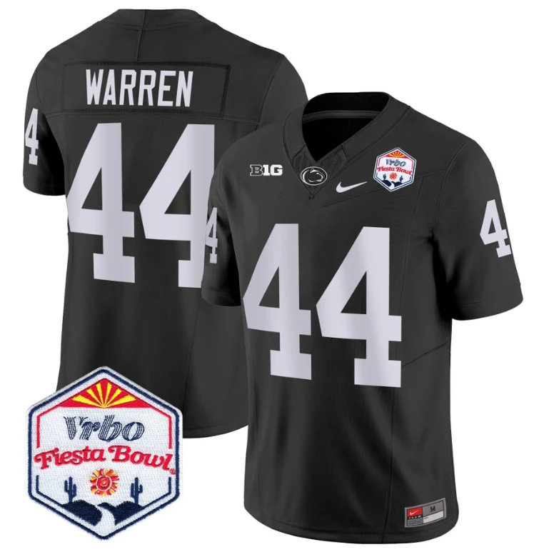 Tyler Warren Jersey #44 Penn State 2024 Fiesta Bowl Patch Black by NCAA Football Jersey