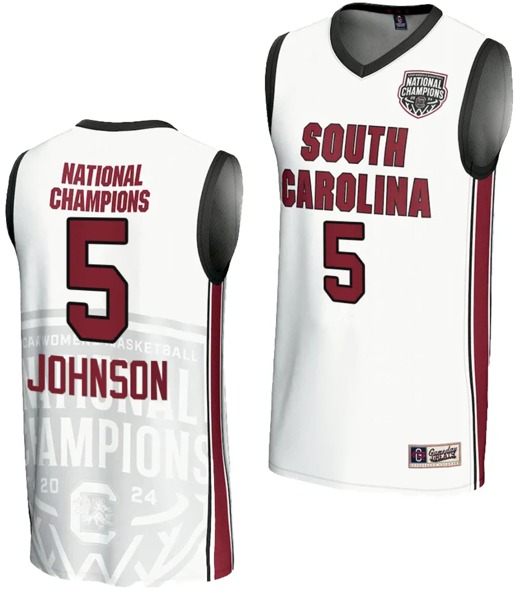 Tessa Johnson Jersey #5 South Carolina Gamecocks 2024 NCAA Basketball National Champions White by My store basketball