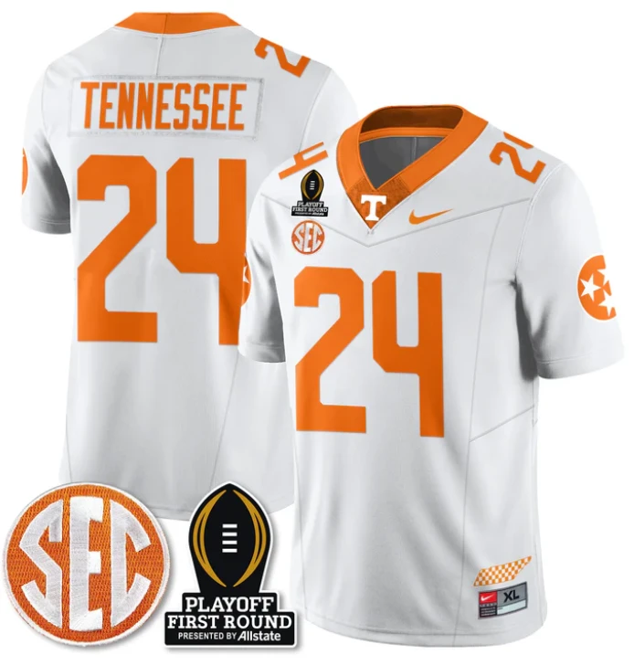 Tennessee Jersey #24 Tennessee Vols Playoff First Round Patch White by NCAA Football Jersey