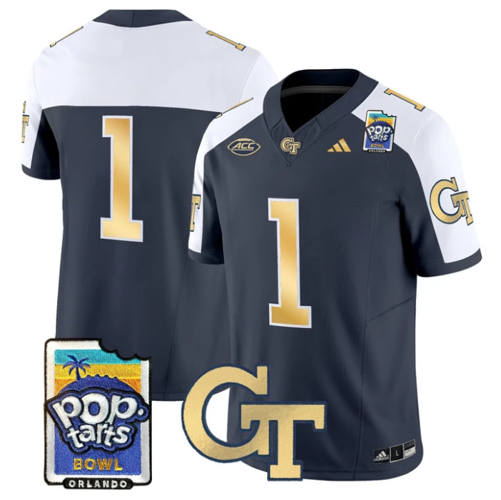 Team Jersey #1 Georgia Tech Jackets Pop-Tarts Bowl Patch Stitched by My Store NCAA Football Jerseys