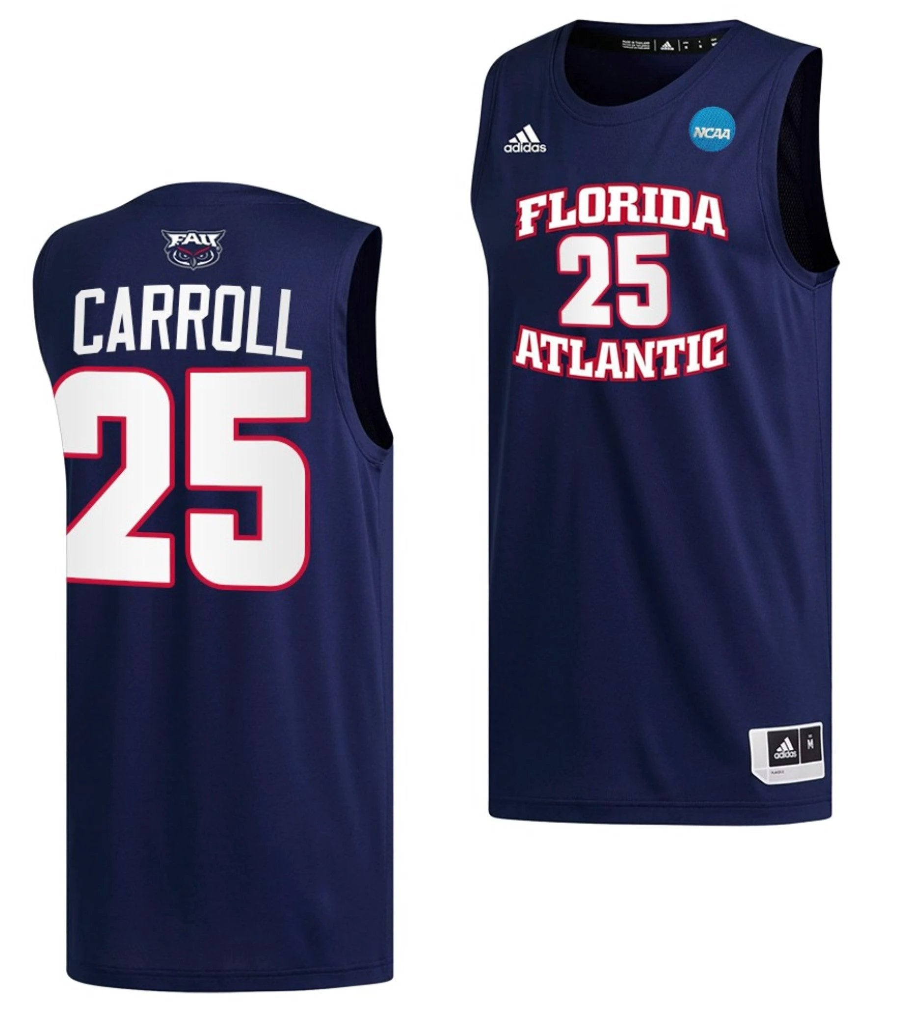 Tre Carroll Jersey FAU Owls College Basketball 2023 NCAA March Madness Navy #25 by My store basketball