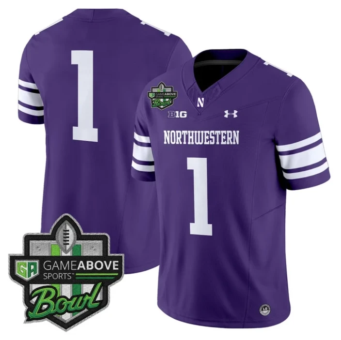 Team Jersey #1 Northwestern Wildcats 2025 GameAbove Sports Bowl Stitched by My Store NCAA Football Jerseys