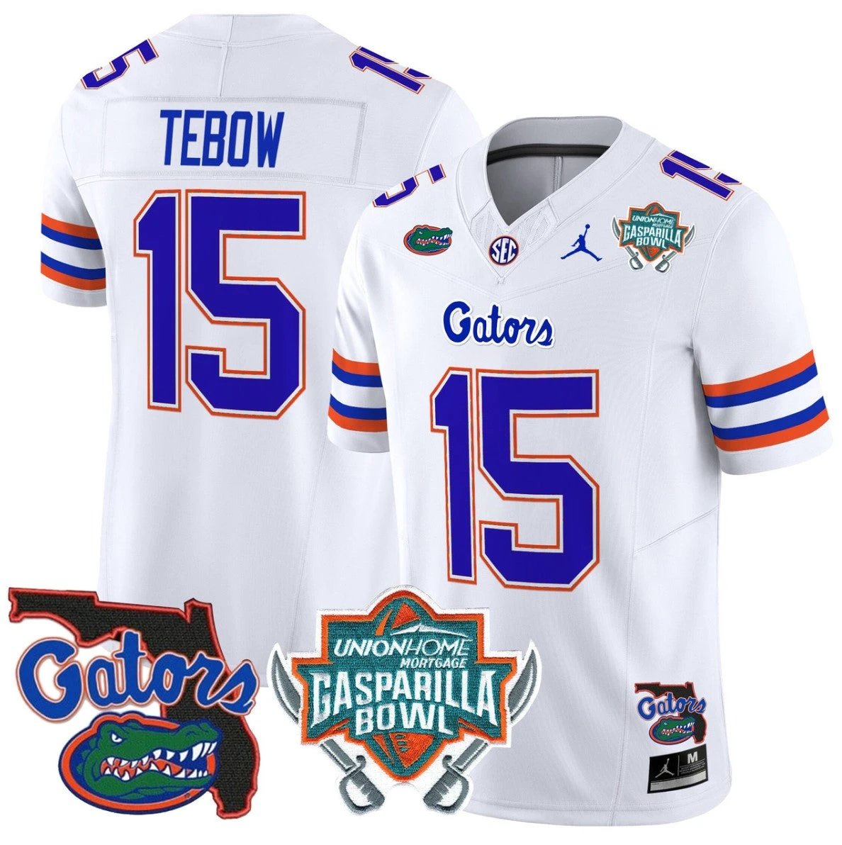 Tim Tebow Jersey #15 Florida Gators 2025 Gasparilla Bowl Patch White by My Store