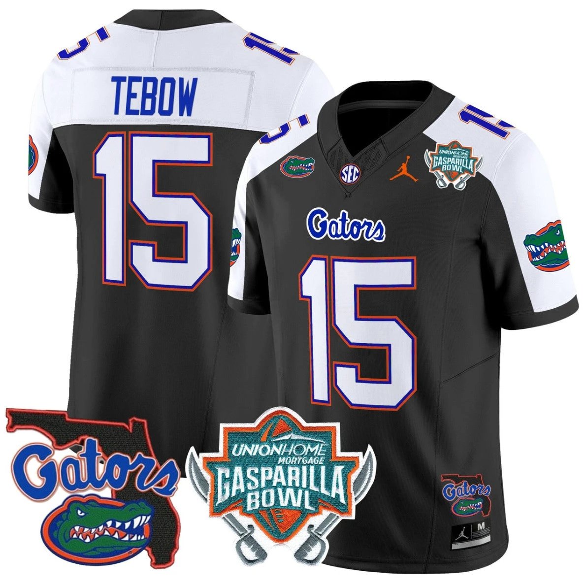 Tim Tebow Jersey #15 Florida Gators 2025 Gasparilla Bowl Patch Black Alternate by My Store