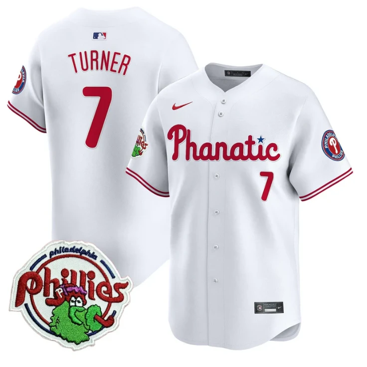 Trea Turner Jersey #7 Phillies Phanatic Patch Vapor Premier Limited Stitched White by My Store