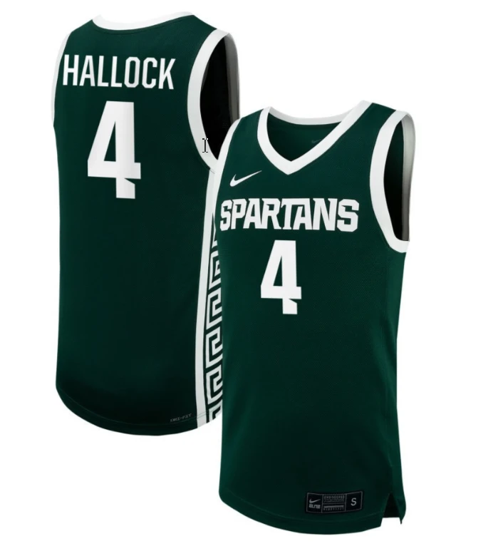 Theryn Hallock Jersey #4 Michigan State Spartans NIL Basketball Green by My store basketball
