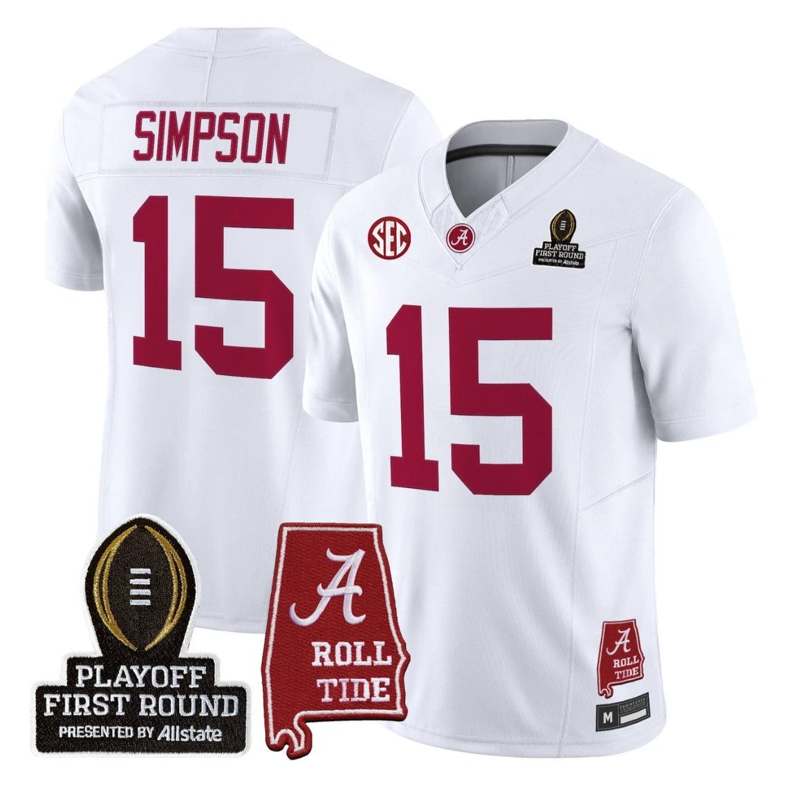 Ty Simpson Jersey #15 Alabama Crimson 2025 Playoff First Round Stitched by My Store NCAA Football Jerseys