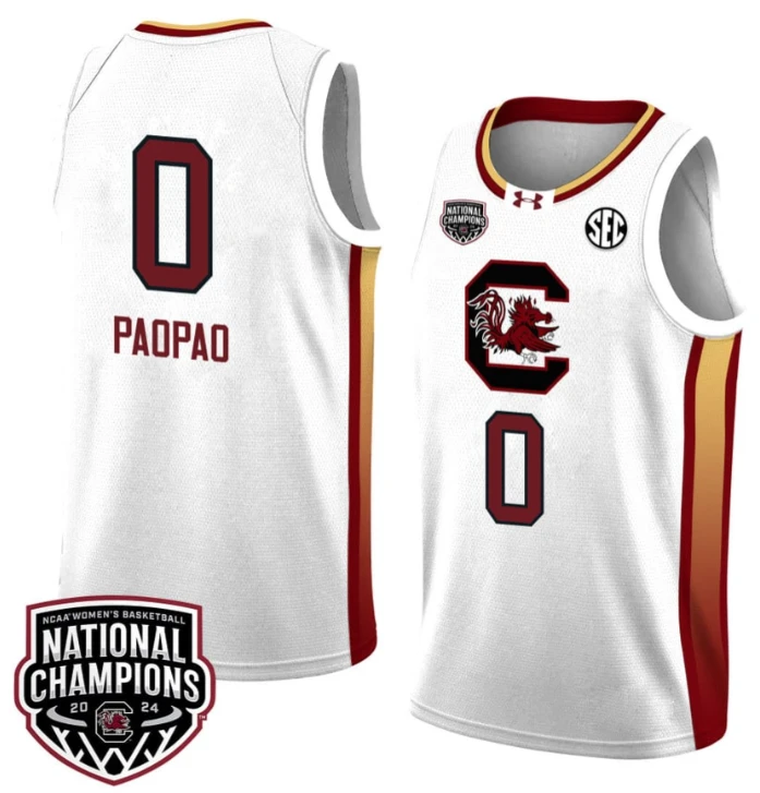 Te-Hina Paopao Jersey #0 South Carolina Gamecocks 2024 NCAA Basketball National Champions White Yellow by My store basketball