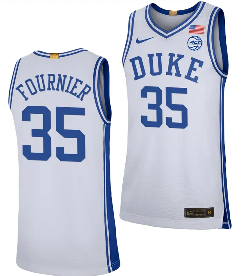 Toby Fournier Jersey #35 Duke Blue Devils College Basketball White by My store basketball